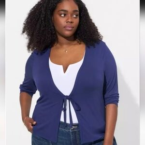 Torrid Super Soft Blue Tie-Front Cardigan